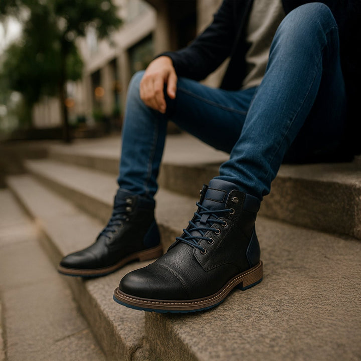 Men's Vintage Leather Ankle Boots | Cap Toe Classic Alternate