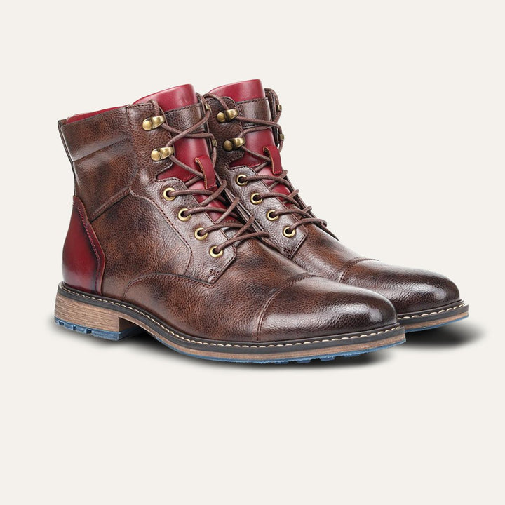 Men's Vintage Leather Ankle Boots | Cap Toe Classic Back