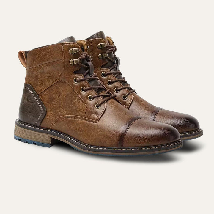 Men's Vintage Leather Ankle Boots | Cap Toe Classic Hero