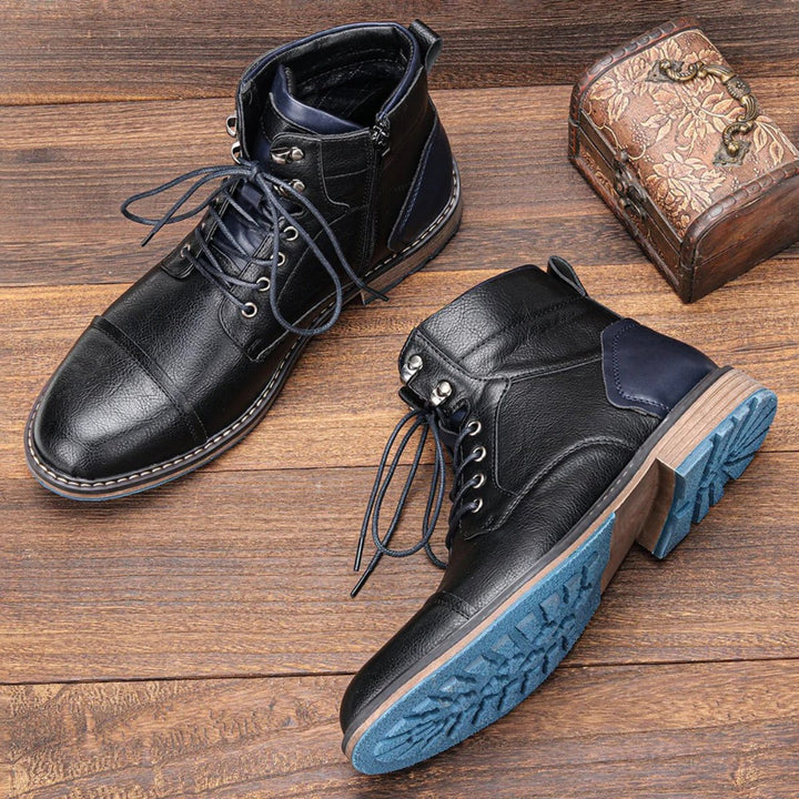 Men's Vintage Leather Ankle Boots | Cap Toe Classic Side