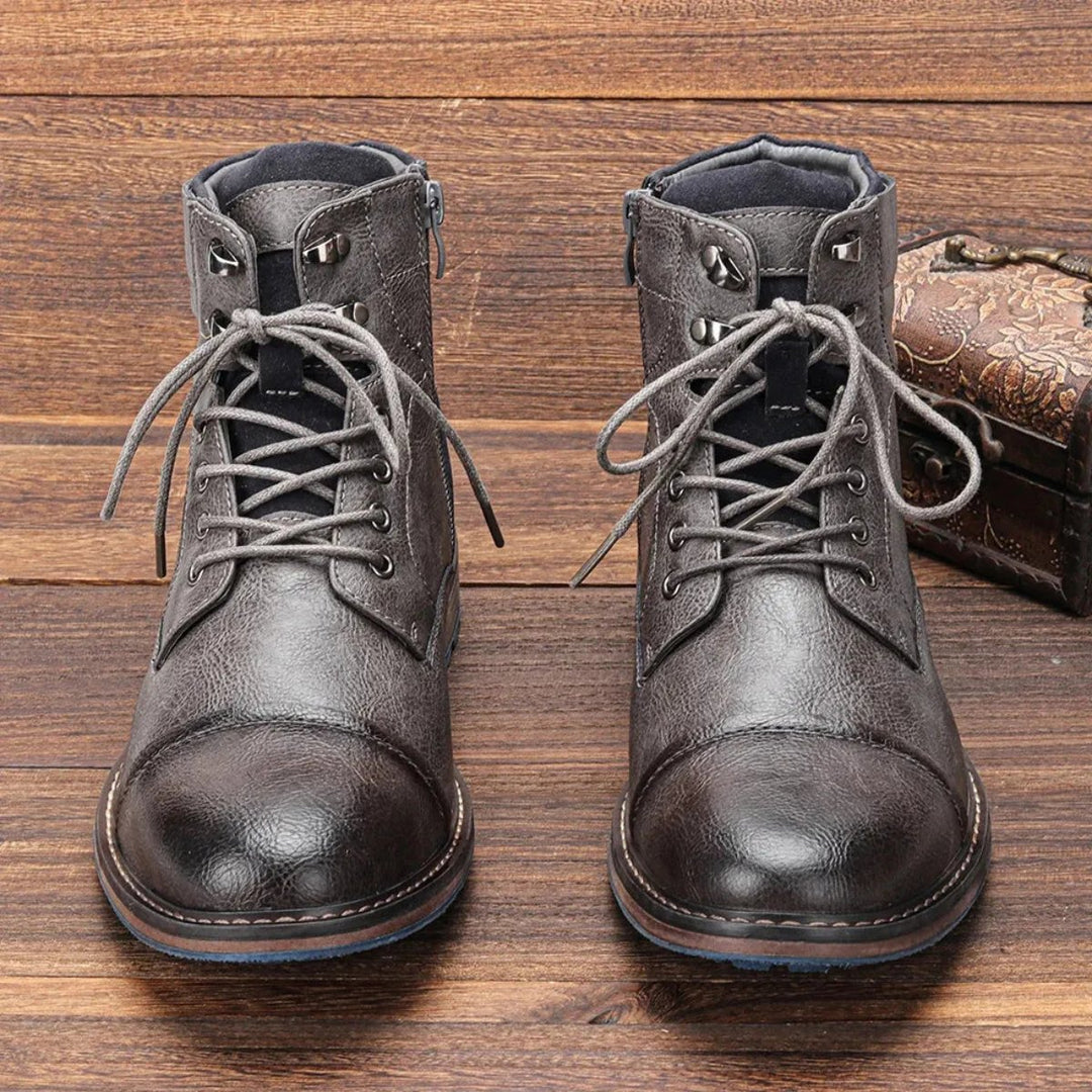 Men's Vintage Leather Ankle Boots | Cap Toe Classic View 15