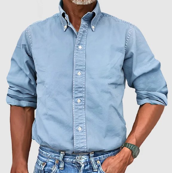 Men's Vintage Wash Cotton Button Down Shirt | Relaxed Fit Back