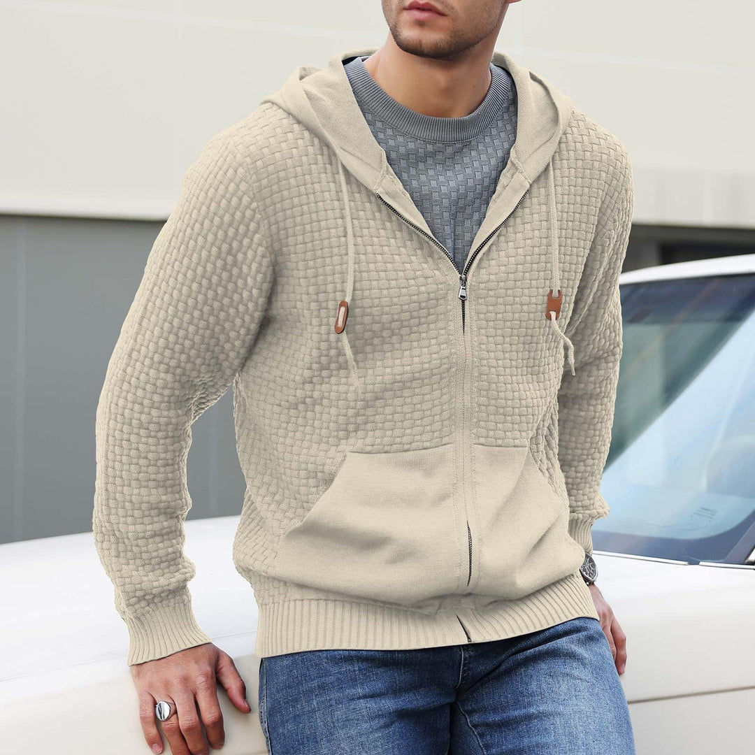 Men's Waffle Zip Up Knit Hoodie | Insulated Angle