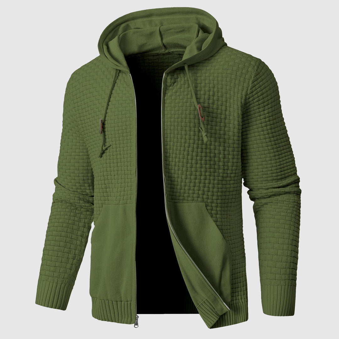 Men's Waffle Zip Up Knit Hoodie | Insulated Detail