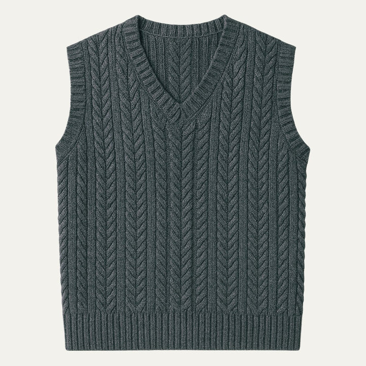 Men's Warm Cable Knitted V Neck Sweater Vest | Layering Hero