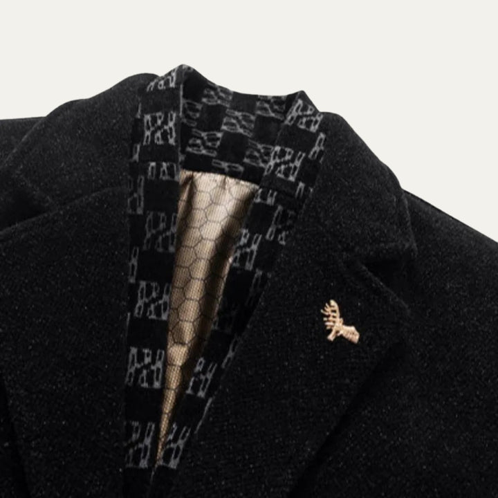 Men's Warm Fur Lined Coat | Scarf Collar Tailored Fit Side