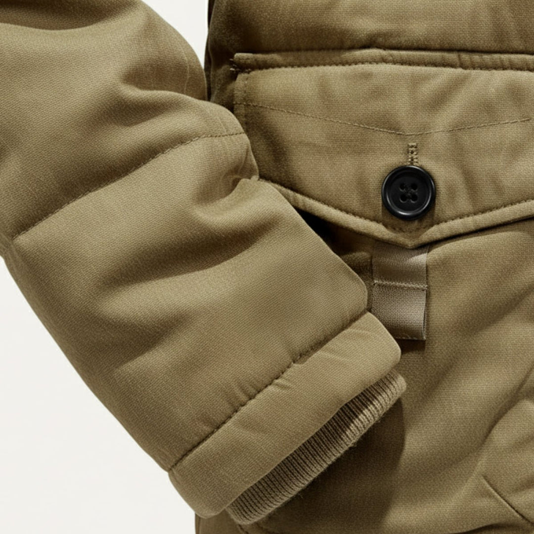 Men's Warm Winter Parka Jacket | Detachable Fur Hood Lined Side