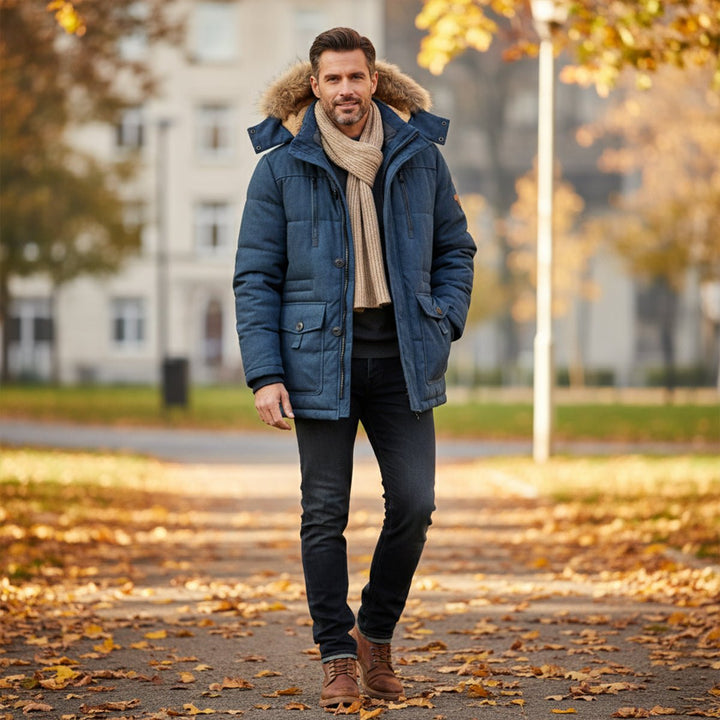 Men's Warm Winter Parka Jacket | Detachable Fur Hood Lined View 12