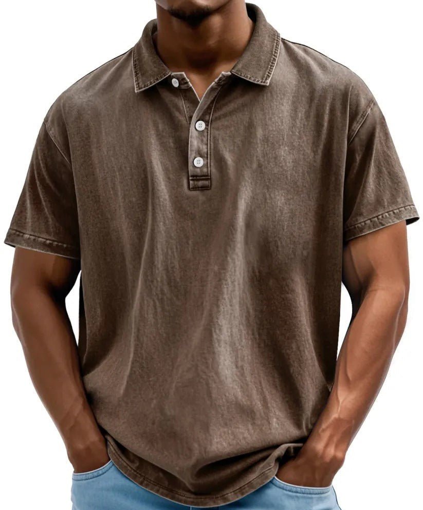 Men's Washed Vintage Style Polo Shirts | Relaxed Casual Detail