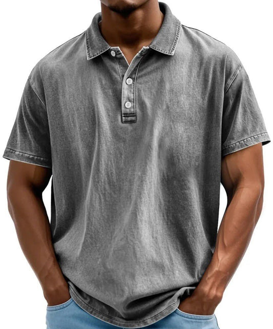 Men's Washed Vintage Style Polo Shirts | Relaxed Casual Front