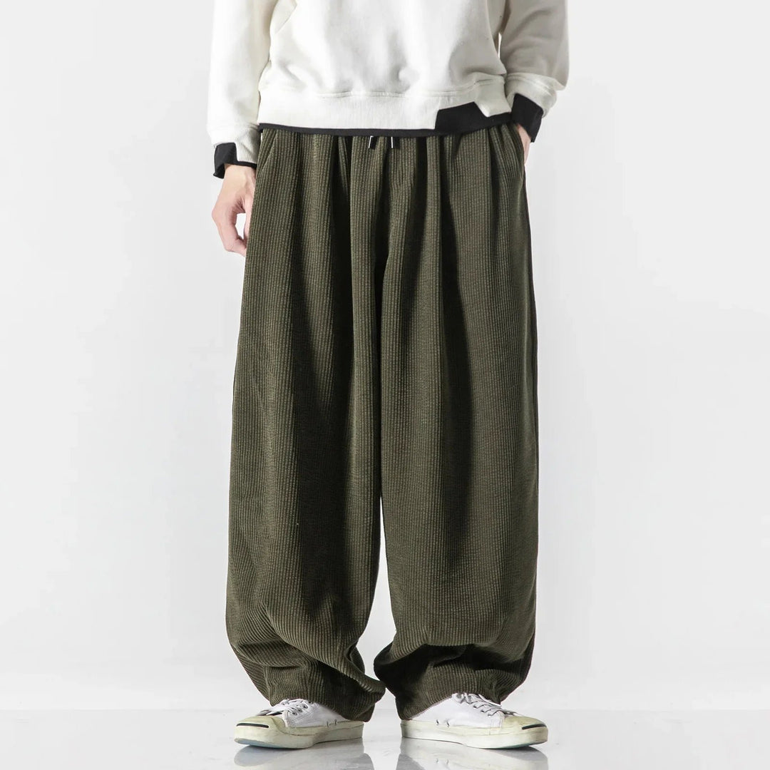 Men's Wide Leg Corduroy Sweatpants | Relaxed Fit Close Up