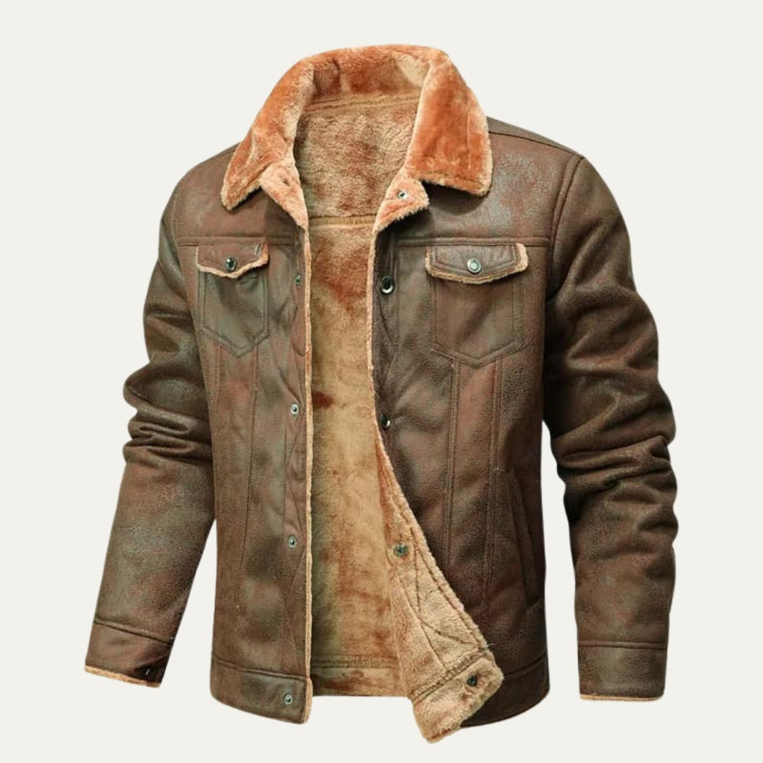 Men's Winter Shearling Biker Leather Jacket | Sherpa Lined Hero