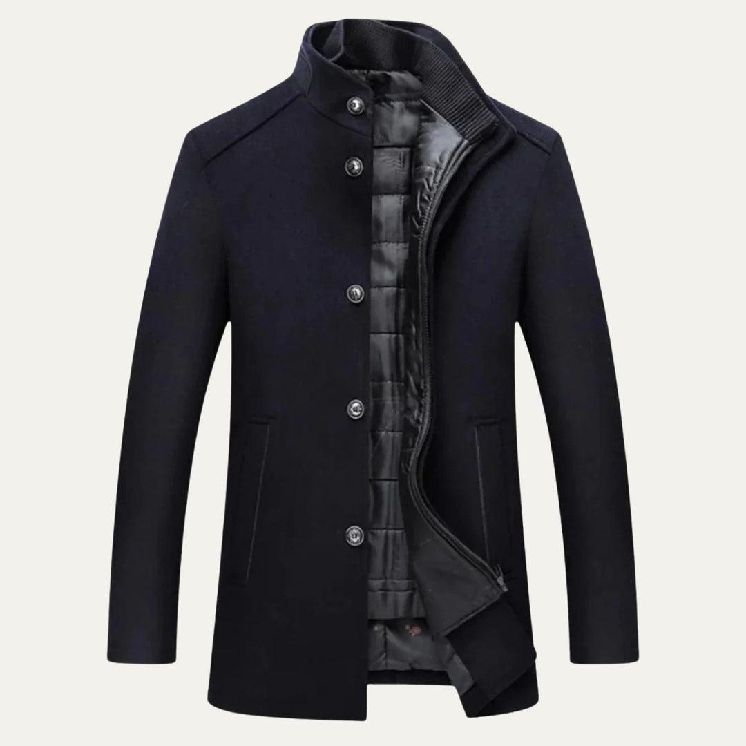 Men's Wool Blend Classic Trench Coat | Detachable Inner Vest Angle