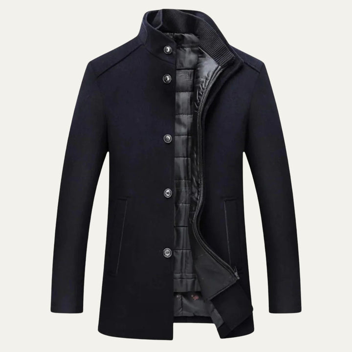 Men's Wool Blend Classic Trench Coat | Detachable Inner Vest Angle