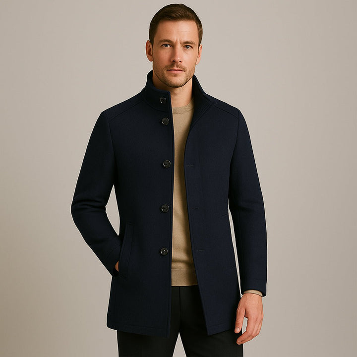Men's Wool Blend Classic Trench Coat | Detachable Inner Vest Full