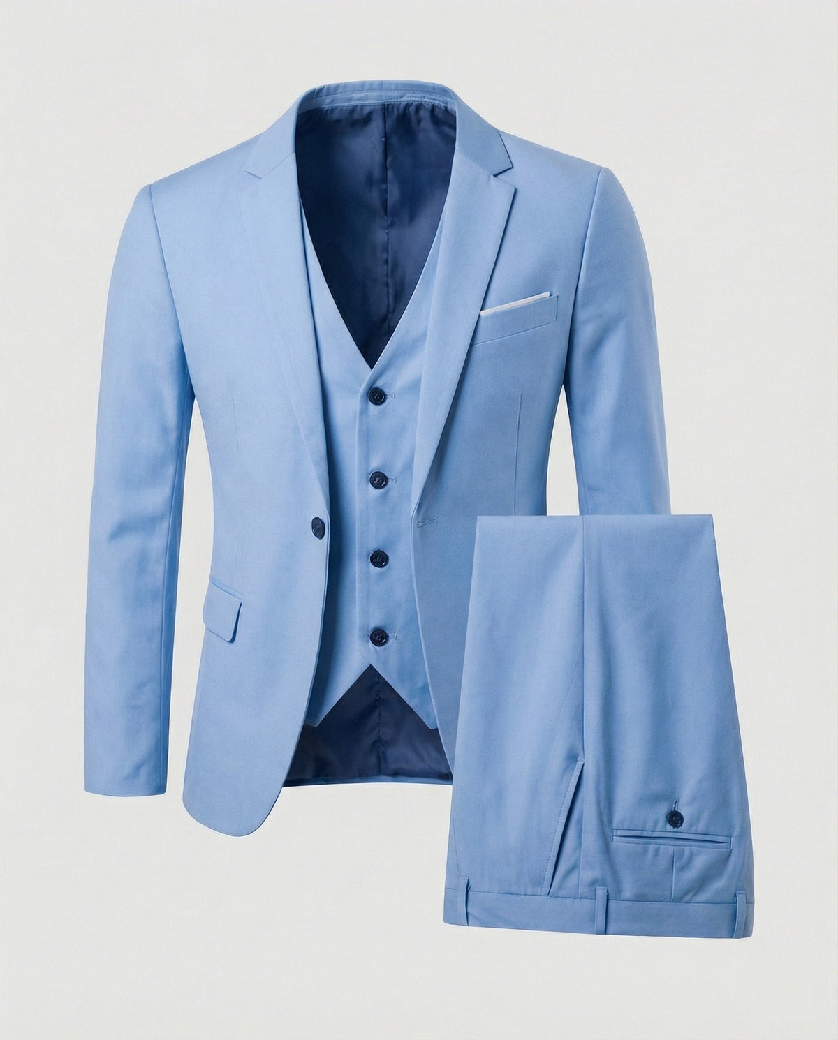 Men's Wool Blend Three-Piece Suit Angle