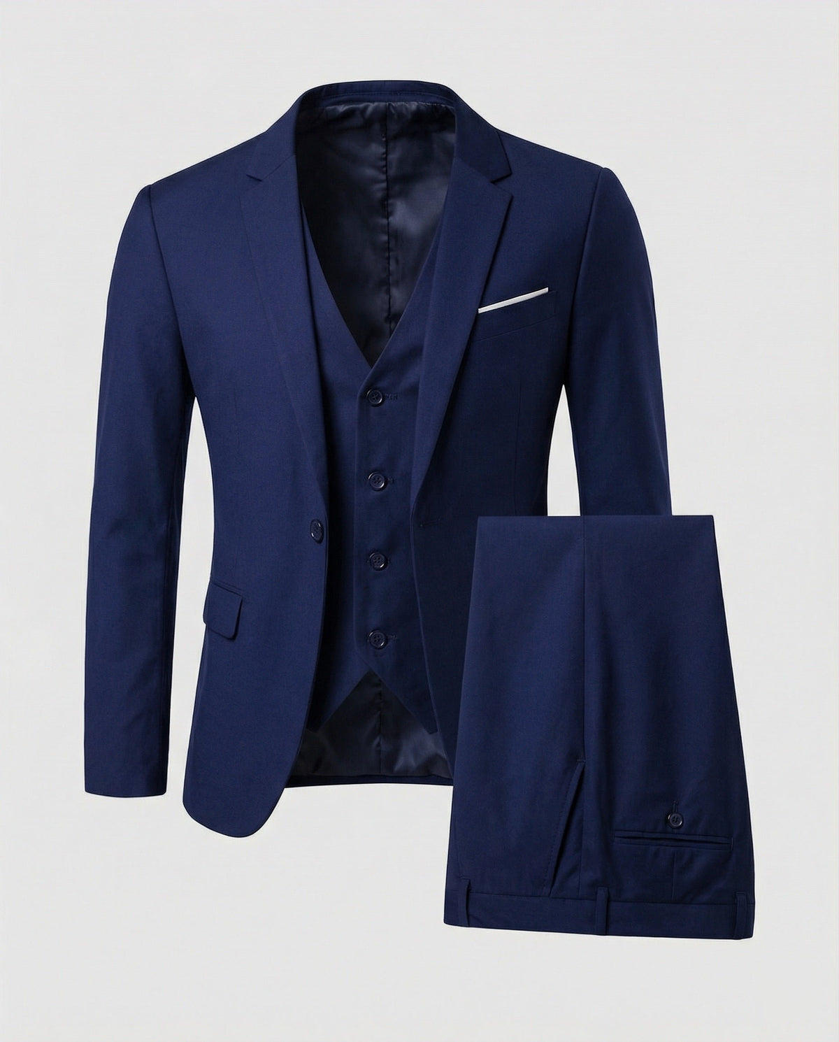 Men's Wool Blend Three-Piece Suit Back