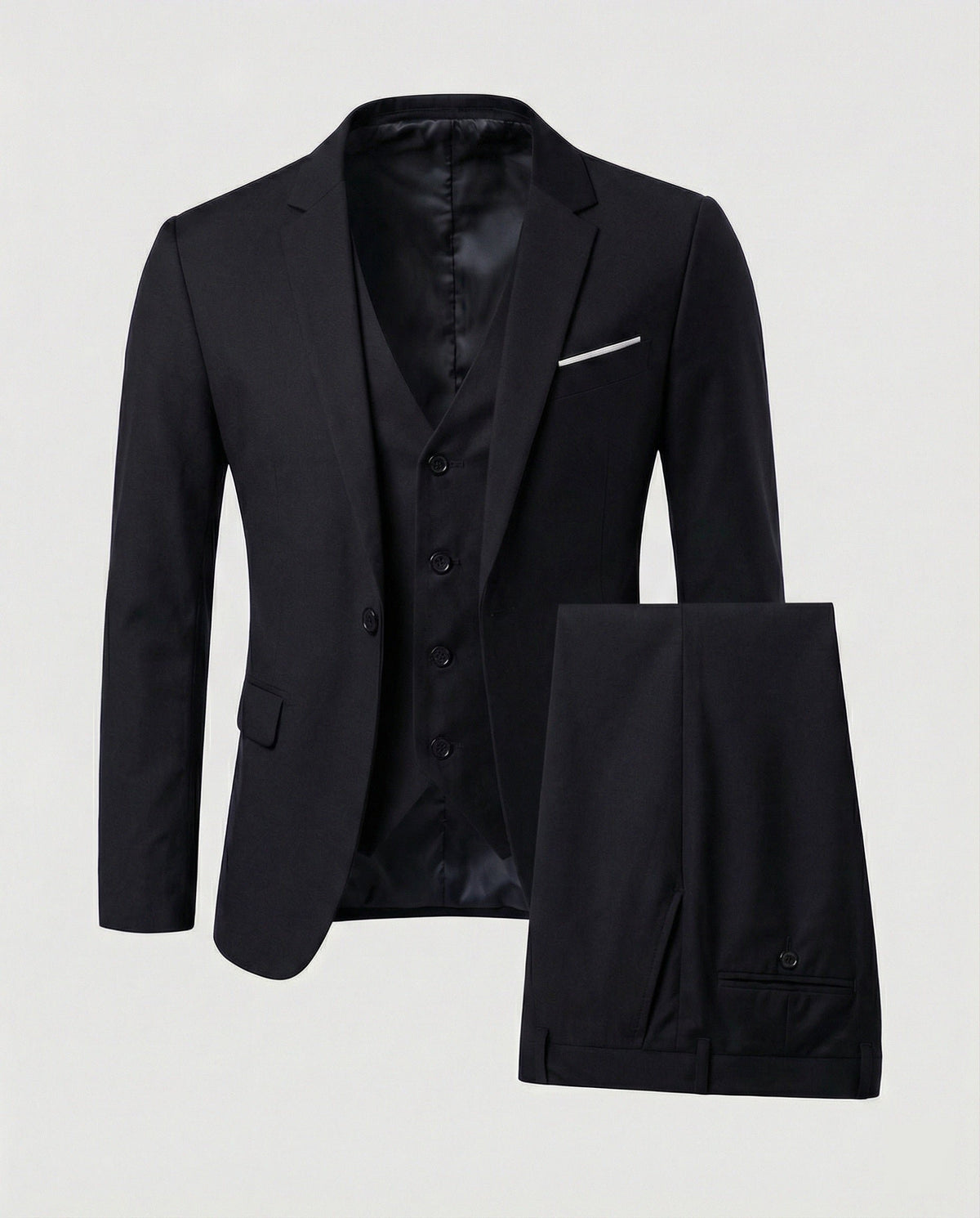 Men's Wool Blend Three-Piece Suit Close Up