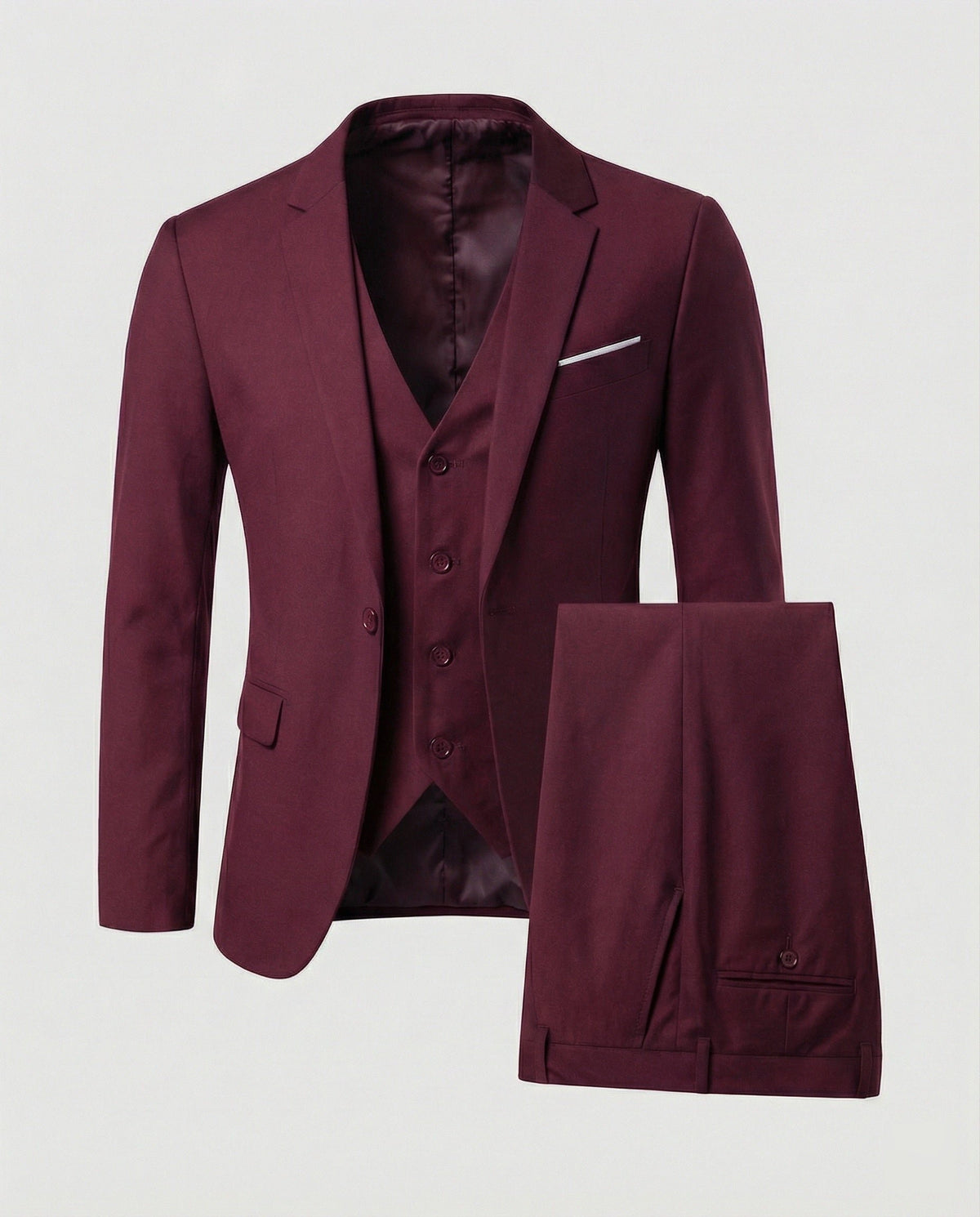 Men's Wool Blend Three-Piece Suit Full