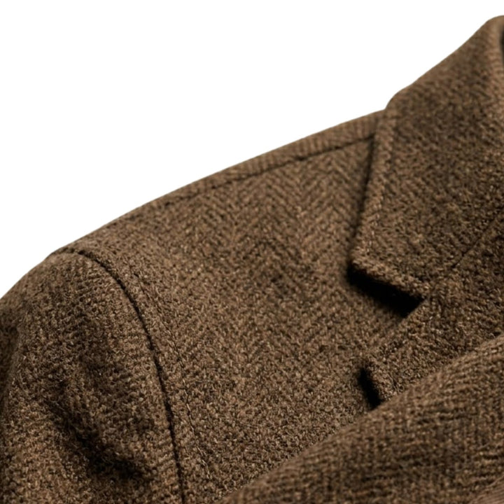 Men's Wool Single Breasted Tweed Blazer Jacket | Stand Collar Lifestyle
