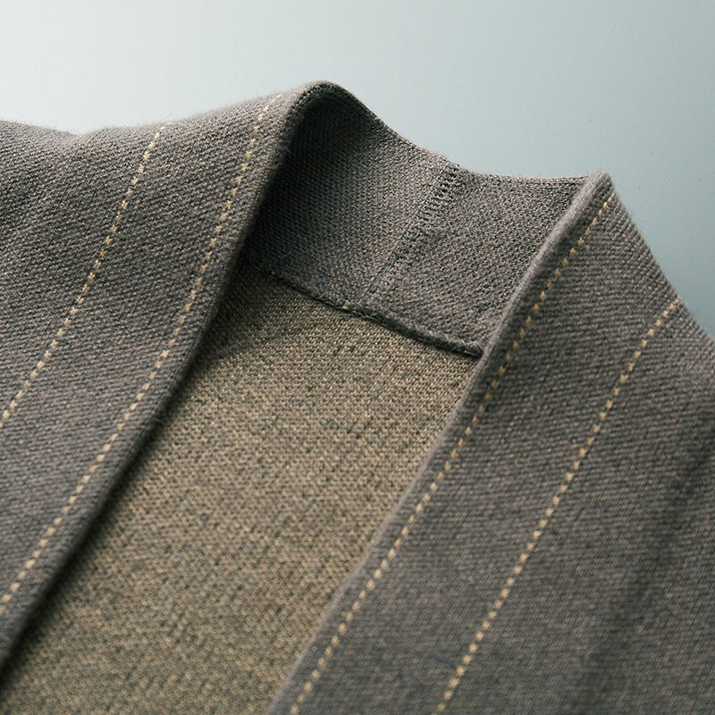 Men's Wool Weaver Cardigan | Contrast Stitch Angle