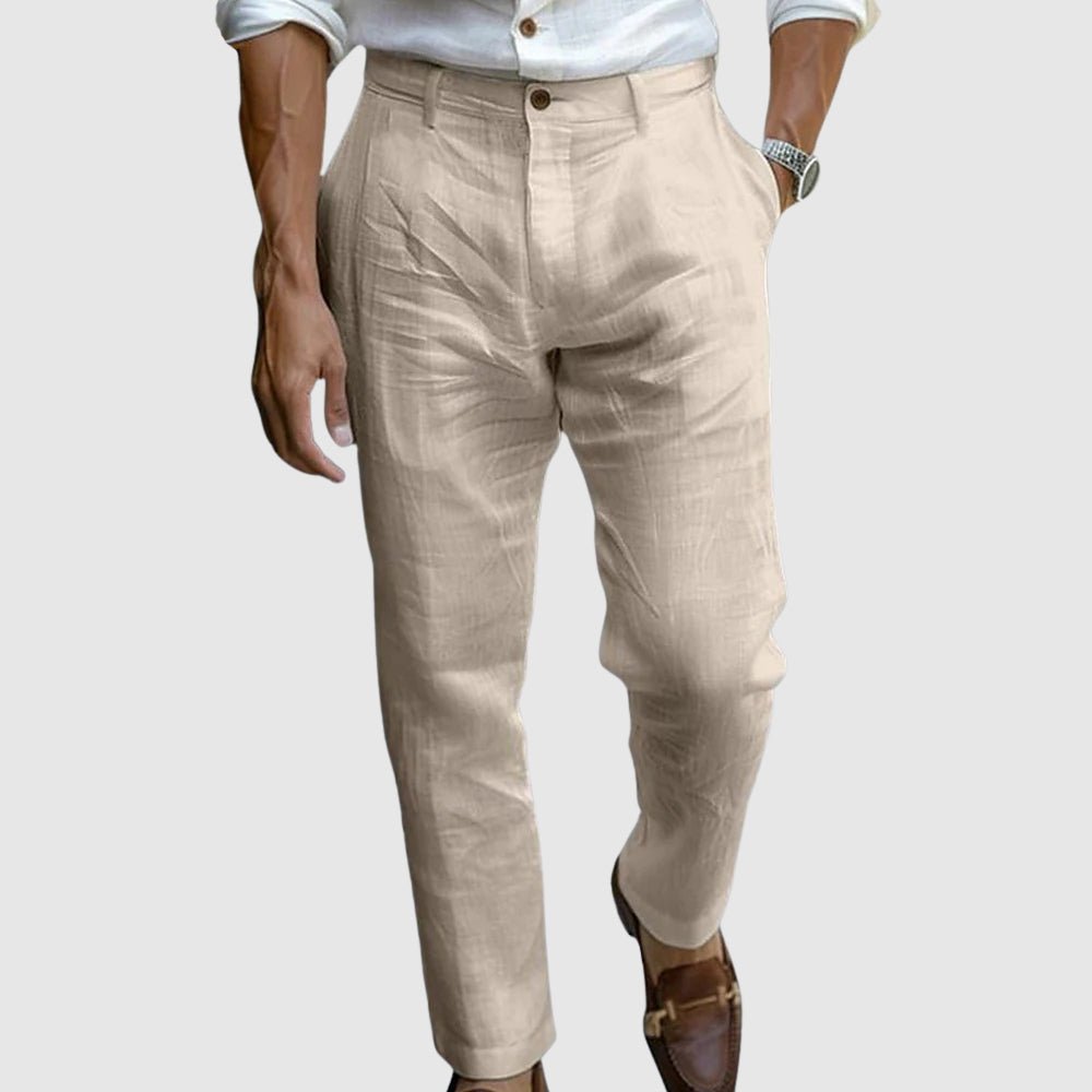 Men's Wrinkled Linen Pants | Straight Cut Detail
