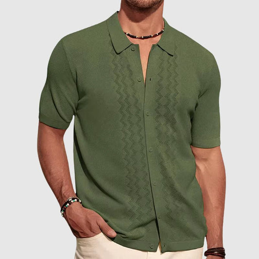 Men's Zigzag Knitted Shirt | Short Sleeve Hero