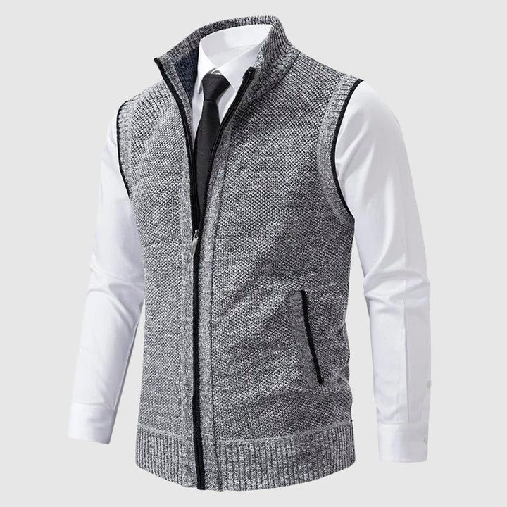 Men's Zip-Up Sweater Vest | Contrast Trim Side