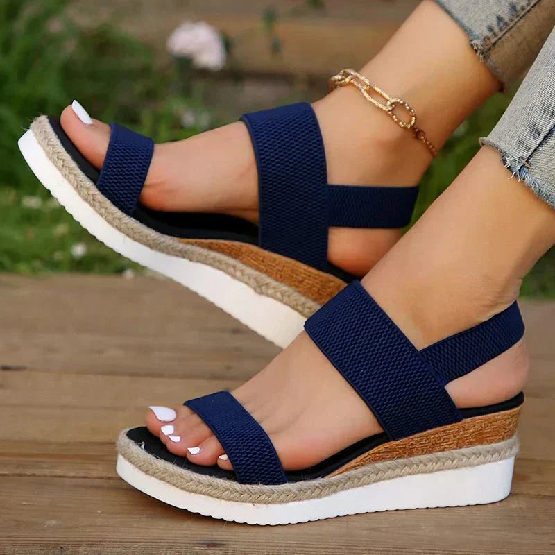 Women's Sandals Platform Open Toe Elastic Strap Slip-On