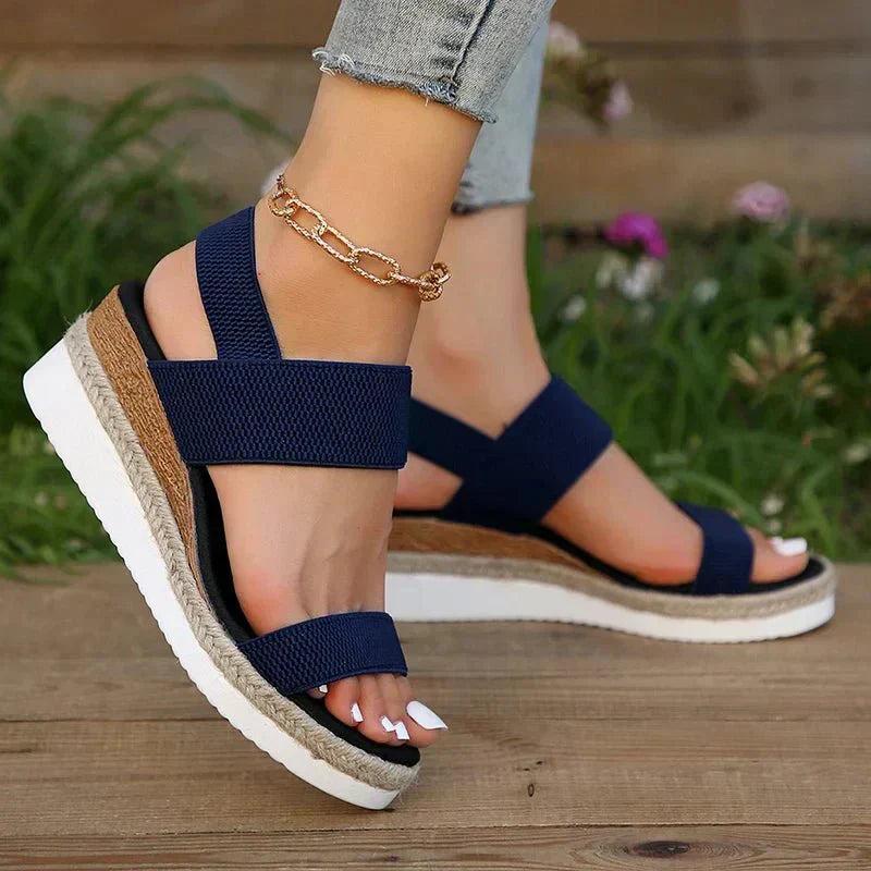 Women's Sandals Platform Open Toe Elastic Strap Slip-On