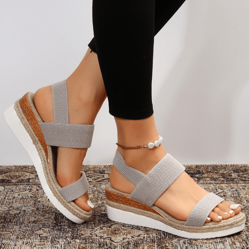 Women's Sandals Platform Open Toe Elastic Strap Slip-On