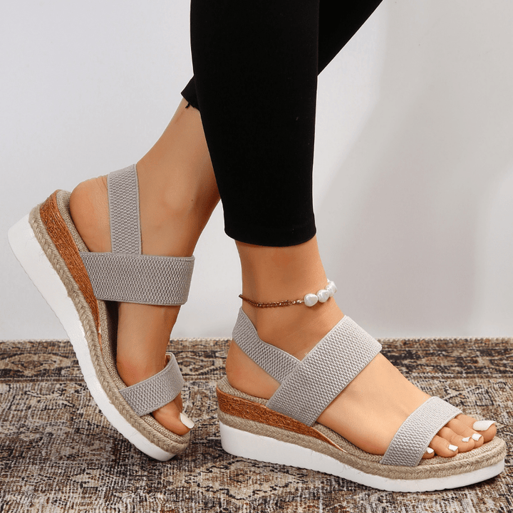 Women's Sandals Platform Open Toe Elastic Strap Slip-On