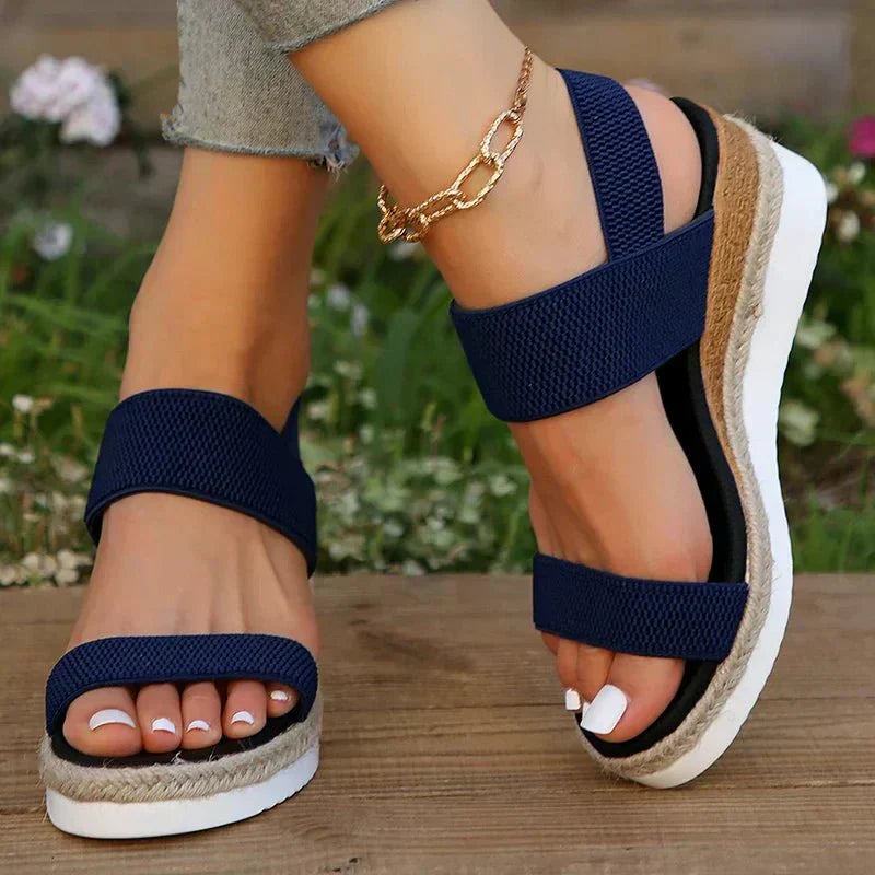 Women's Sandals Platform Open Toe Elastic Strap Slip-On