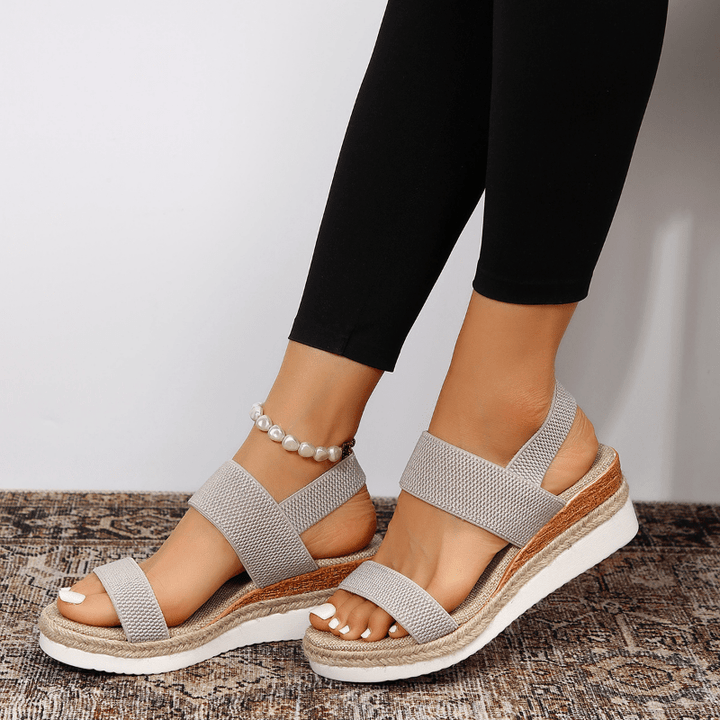 Women's Sandals Platform Open Toe Elastic Strap Slip-On