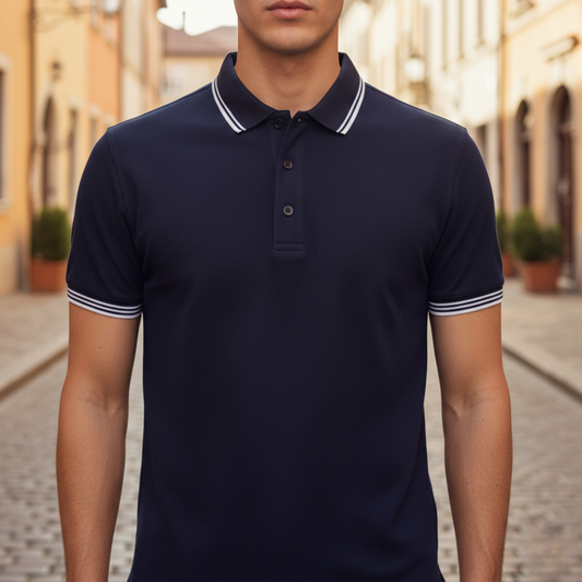 Camiseta tipo polo de manga corta con ribete para hombre