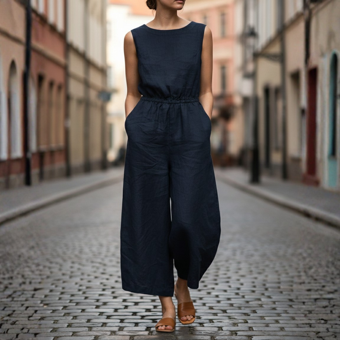 Jumpsuit Sleeveless Wide Leg Elastic Waist Women
