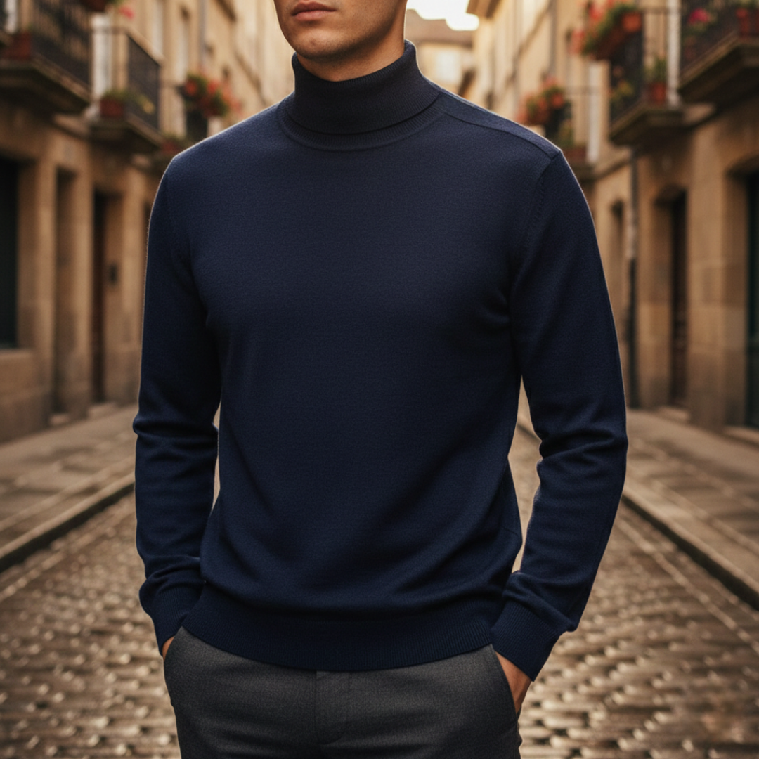 Suéter de cuello alto tejido para hombre