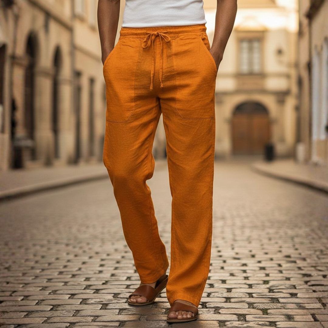 Pantalon ample en lin à cordon pour homme