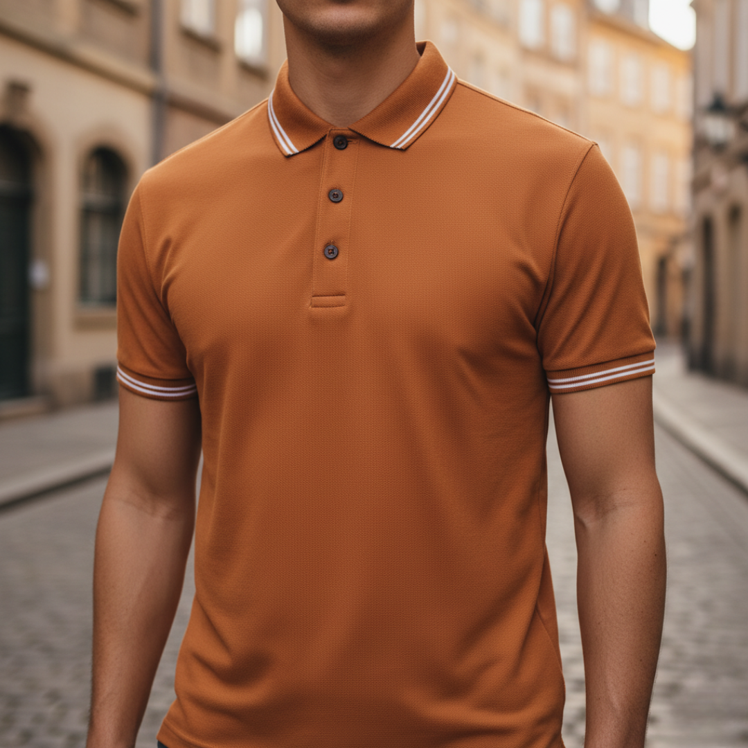 Camiseta tipo polo de manga corta con ribete para hombre