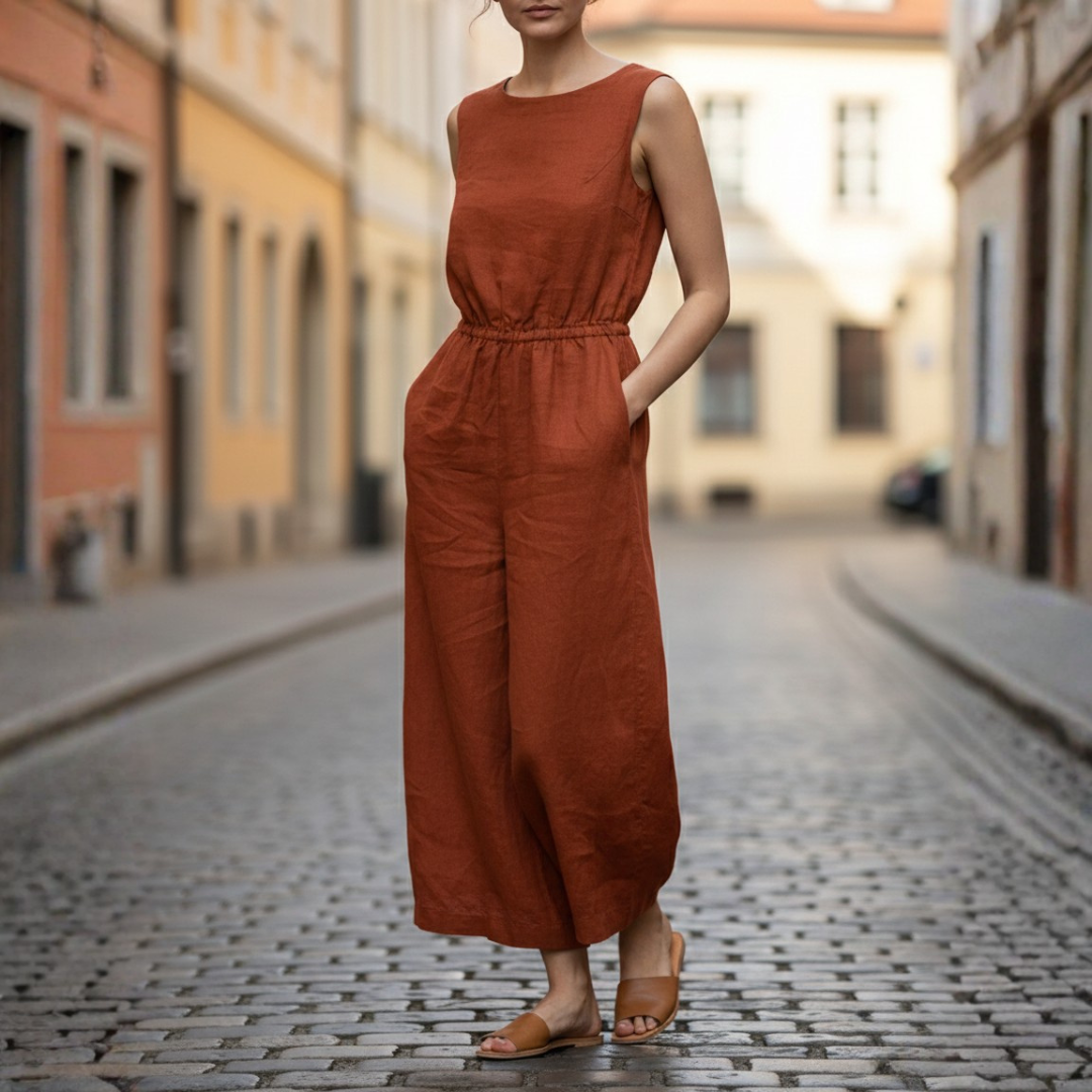 Jumpsuit Sleeveless Wide Leg Elastic Waist Women