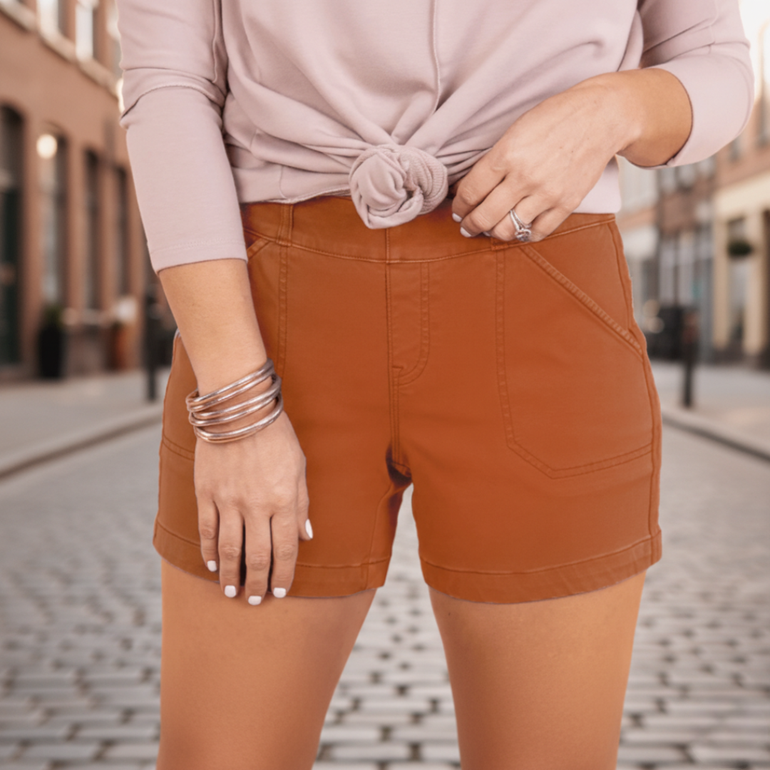 Women Cotton Elastic Waist Casual Summer Shorts