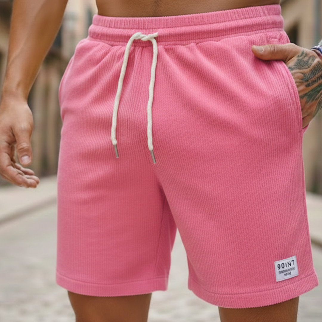 Men’s Polyester Cord Casual Shorts Lightweight Relaxed Fit