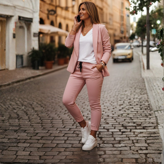 Ensemble Veste et Pantalon de Jogging Femme Devant Ouvert Manches Froncées