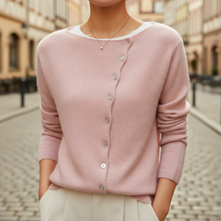 Cardigan Sweater Wool Knit Side Button Long Sleeve Women