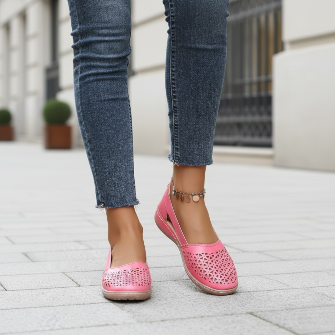 Zapatos ortopédicos sin cordones con recortes para mujer