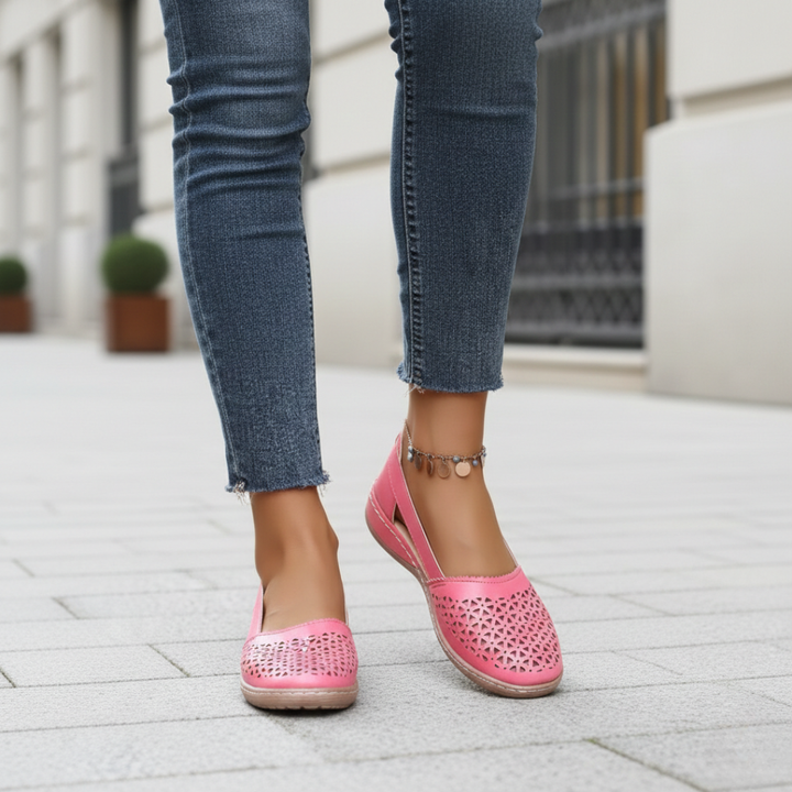 Zapatos ortopédicos sin cordones con recortes para mujer