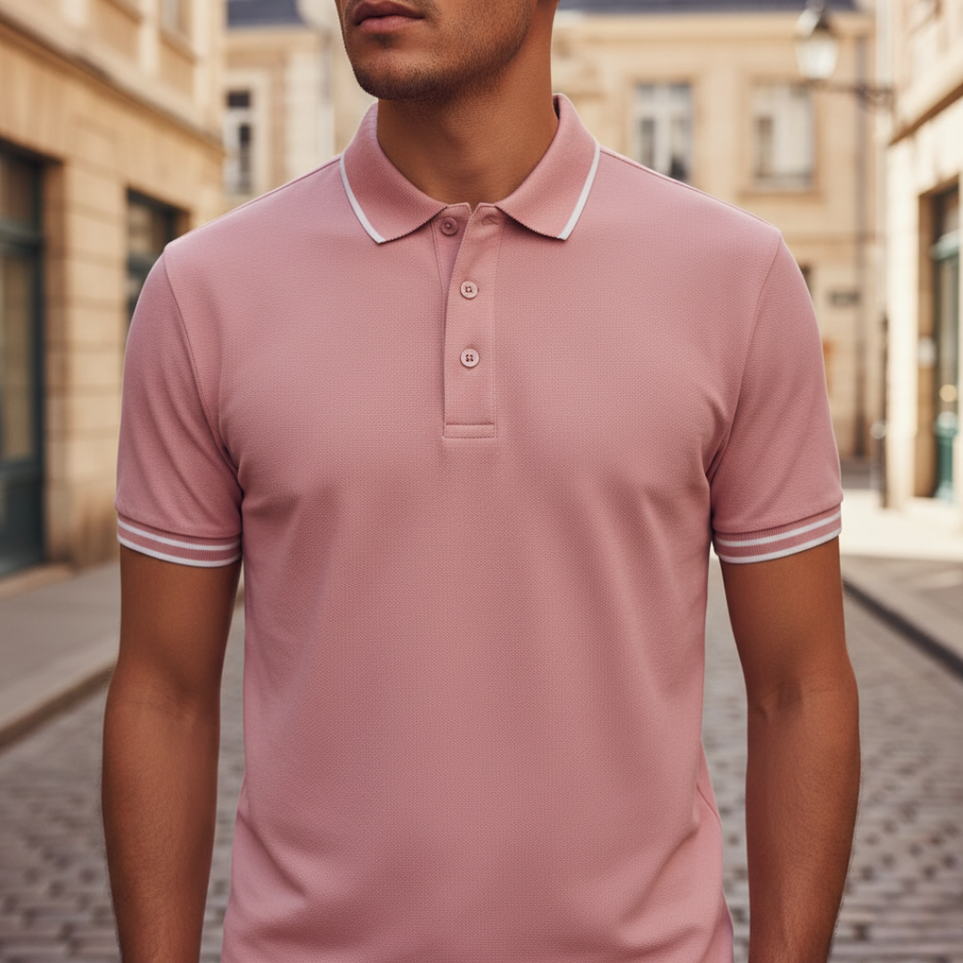 Camiseta tipo polo de manga corta con ribete para hombre