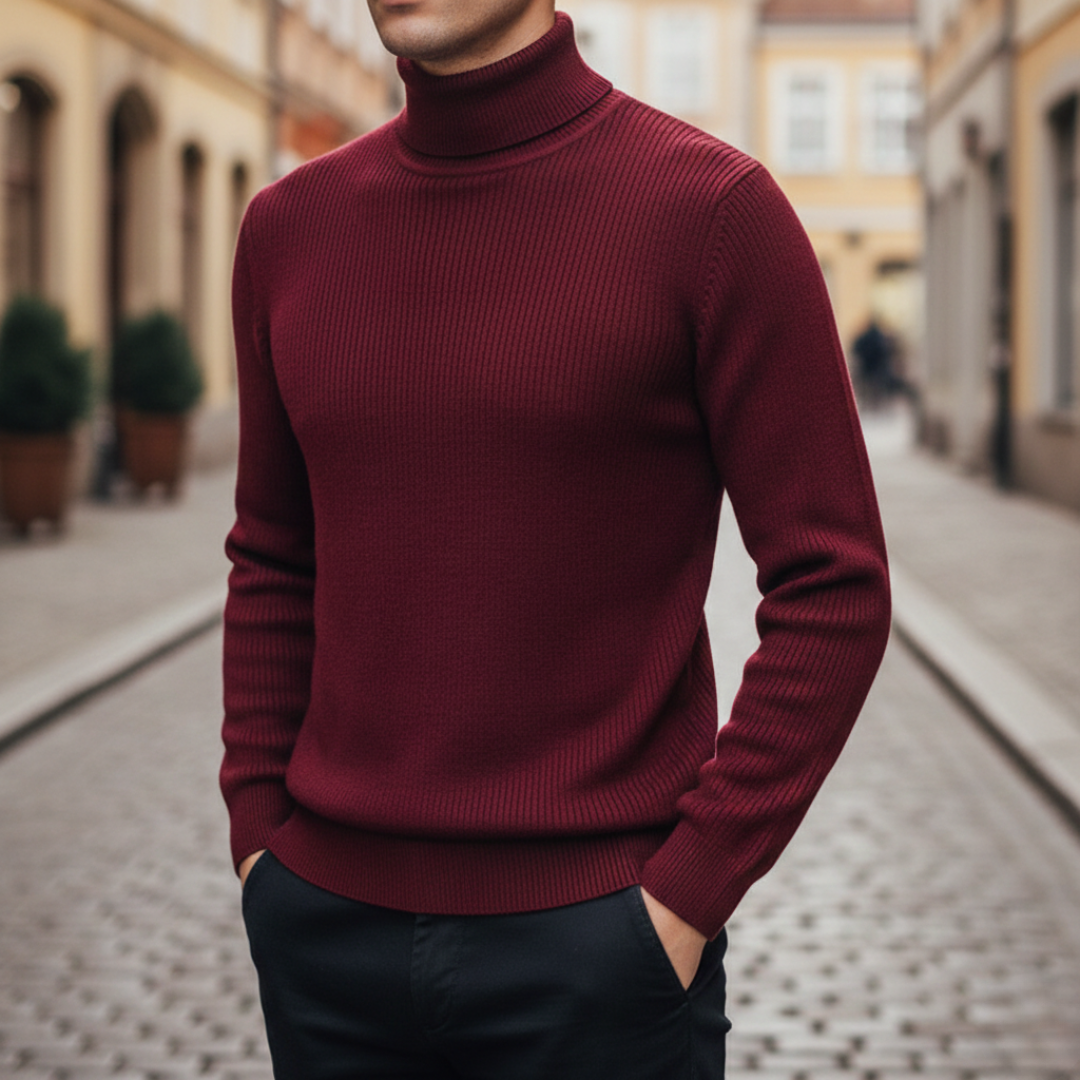 Suéter de cuello alto tejido para hombre
