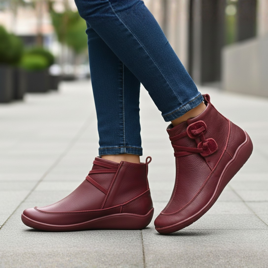 Women’s Orthopedic Faux Leather Shoes with Colored Sole