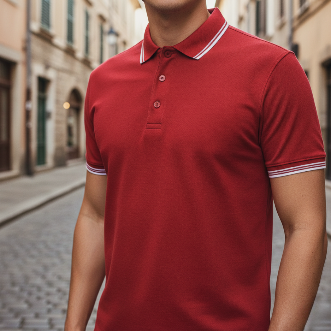 Camiseta tipo polo de manga corta con ribete para hombre